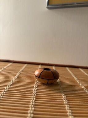 Miniture modern Dollhouse  Wooden bowl/vase w/black Inlay 1-1/2 x 1/4”